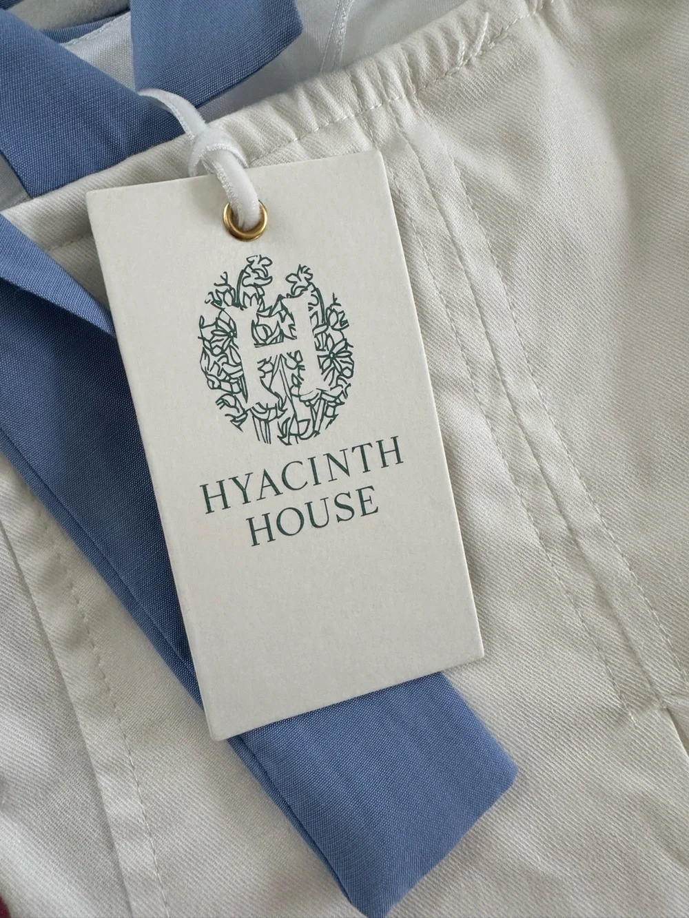 Hyacinth House Tuckernuck White Peplum Bustier Top with Light Blue Straps - Picture 5 of 5